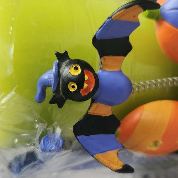 Vintage Colorful Halloween Candle Holder with Witch and Pumpkins Bat And Cat - Picture 6 of 7